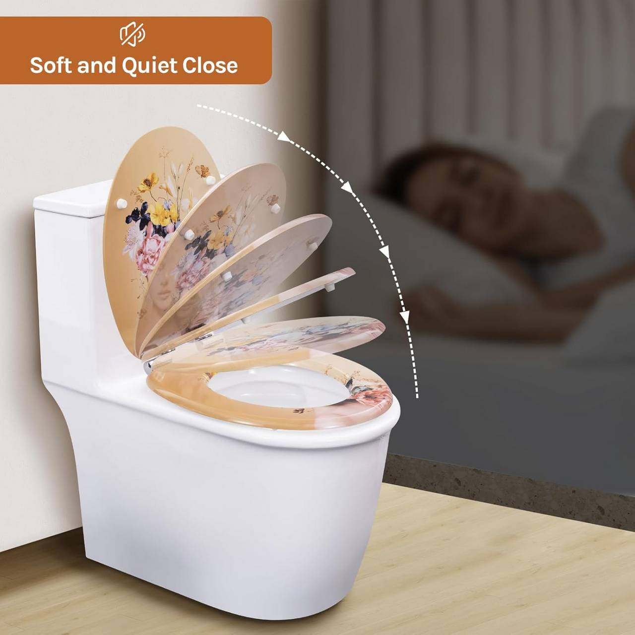 24goodz Soft-Close Toilet Seat - Quiet and Safe Closing - MDF - For All O-Shaped Toilets - 46 x 37.5 cm