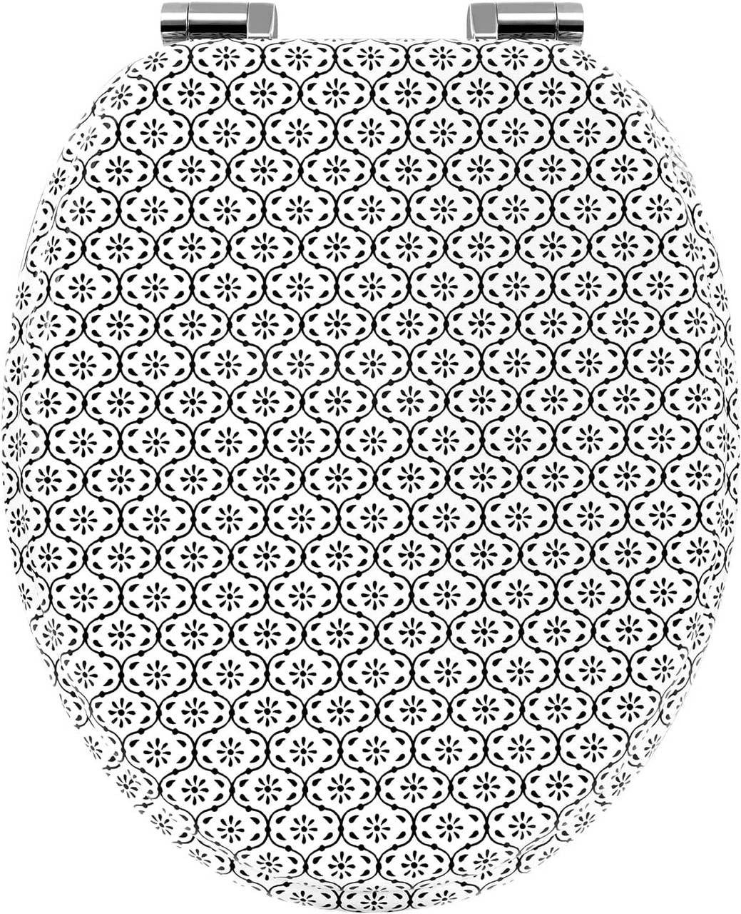 24goodz Soft-Close Toilet Seat - Silent Drop Mechanism - Easy to Clean - MDF - For All O-Shaped Toilets - 46 x 37.5 cm