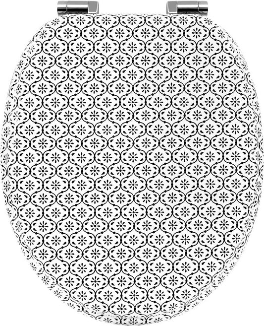 24goodz Soft-Close Toilet Seat - Silent Drop Mechanism - Easy to Clean - MDF - For All O-Shaped Toilets - 46 x 37.5 cm