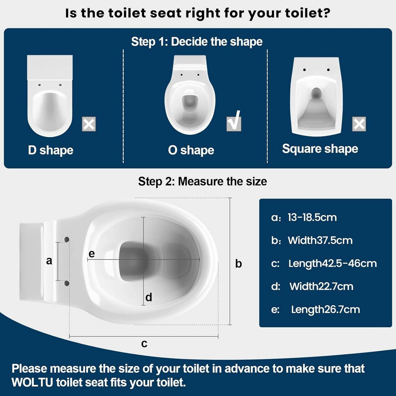 24goodz Soft-Close Toilet Seat - Silent Drop Mechanism - Easy to Clean - MDF - For All O-Shaped Toilets - 46 x 37.5 cm