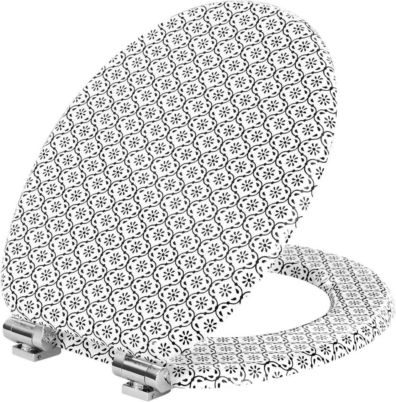 24goodz Soft-Close Toilet Seat - Silent Drop Mechanism - Easy to Clean - MDF - For All O-Shaped Toilets - 46 x 37.5 cm