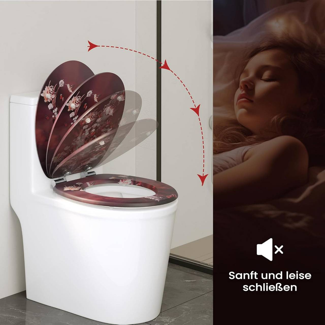 24goodz Soft-Close Toilet Seat - Quiet and Safe Closing - MDF - For Everyone - O-Shaped - 46 x 37.5 cm