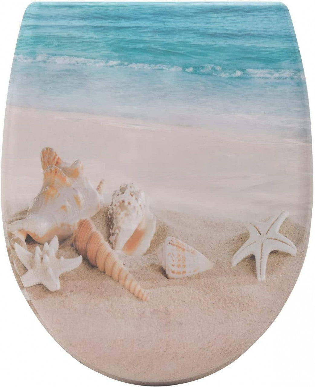 24goodz Toilet Seat with Soft-Close Mechanism - Durable and Easy to Clean - Duroplast - Suitable for Standard O-Shaped Toilets - Better Sand Beach
