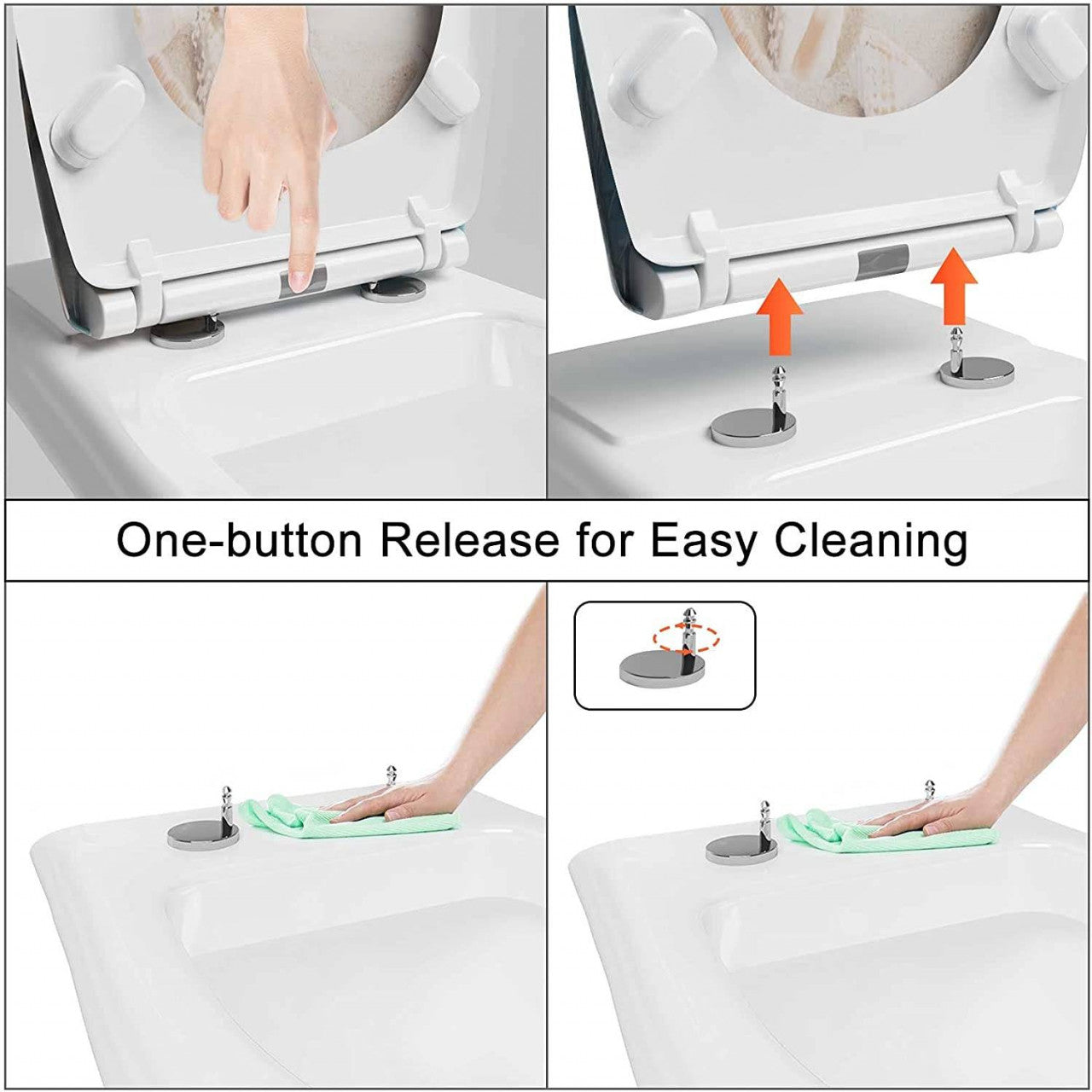 24goodz Toilet Seat with Soft-Close Mechanism - Durable and Easy to Clean - Duroplast - Suitable for Standard O-Shaped Toilets - Better Sand Beach