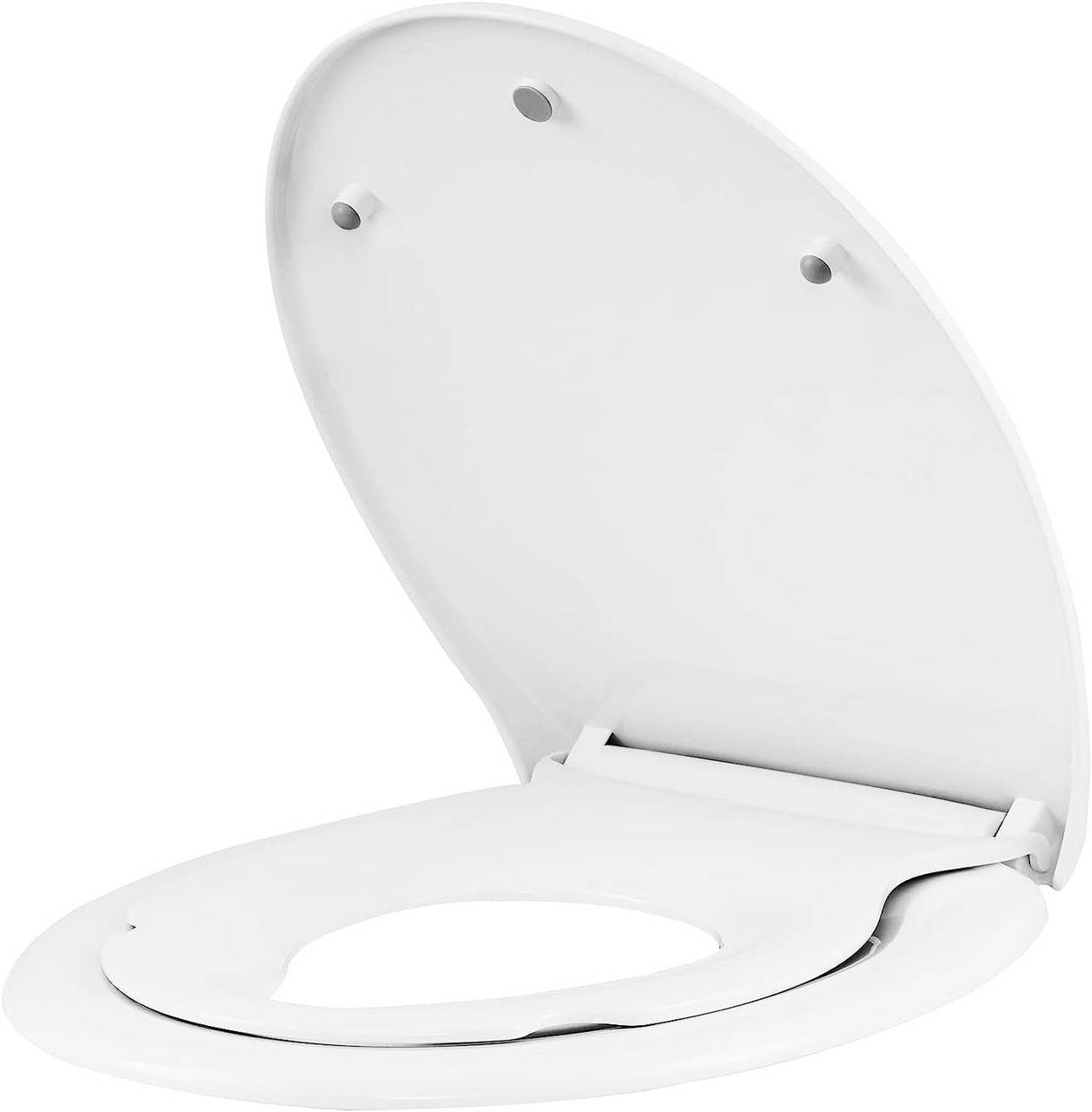 24goodz Toilet Seat with Child Seat - Safe and Healthy for Kids - Soft-Close Mechanism - O-shaped Toilets - White