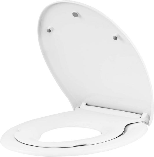24goodz Toilet Seat with Child Seat - Safe and Healthy for Kids - Soft-Close Mechanism - O-shaped Toilets - White