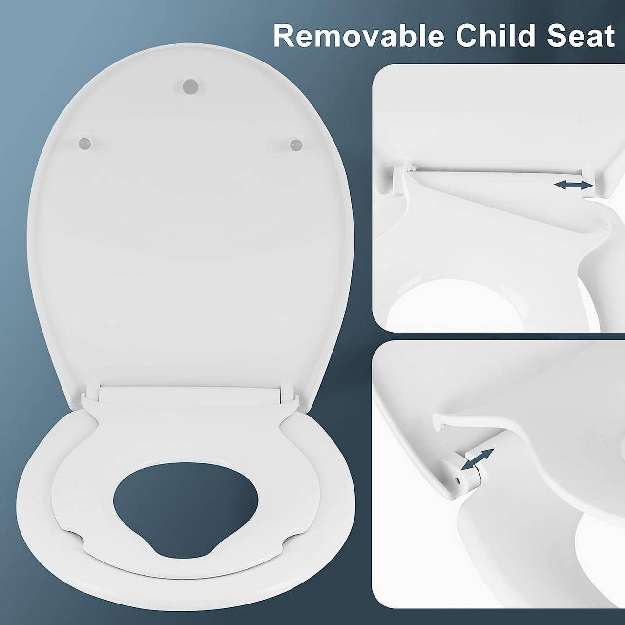 24goodz Toilet Seat with Child Seat - Safe and Healthy for Kids - Soft-Close Mechanism - O-shaped Toilets - White