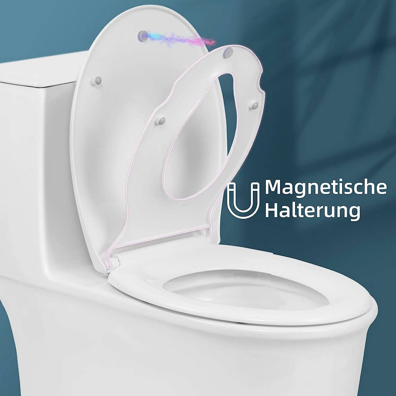 24goodz Toilet Seat with Child Seat - Safe and Healthy for Kids - Soft-Close Mechanism - O-shaped Toilets - White