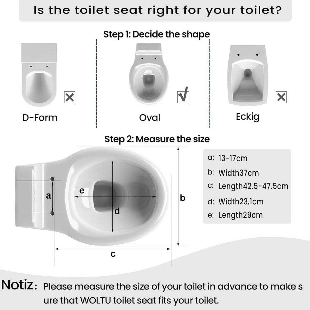 24goodz Oval Soft-Close Toilet Seat - Durable Duroplast - Easy to Clean - Duroplast - For Standard O-Shaped Toilets - Sea Pattern