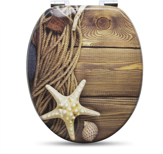 24goodz MDF Toilet Seat with Soft Close Mechanism - Durable and Long-lasting - MDF Wood Core - Ideal for Families - Multi-coloured - 37.7 x 43.6 cm