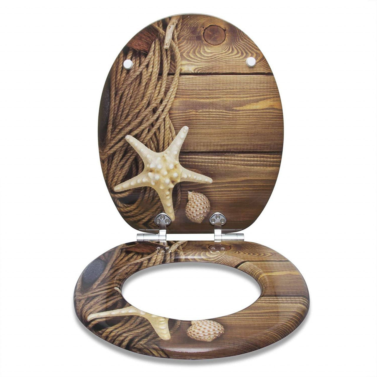 24goodz MDF Toilet Seat with Soft Close Mechanism - Durable and Long-lasting - MDF Wood Core - Ideal for Families - Multi-coloured - 37.7 x 43.6 cm