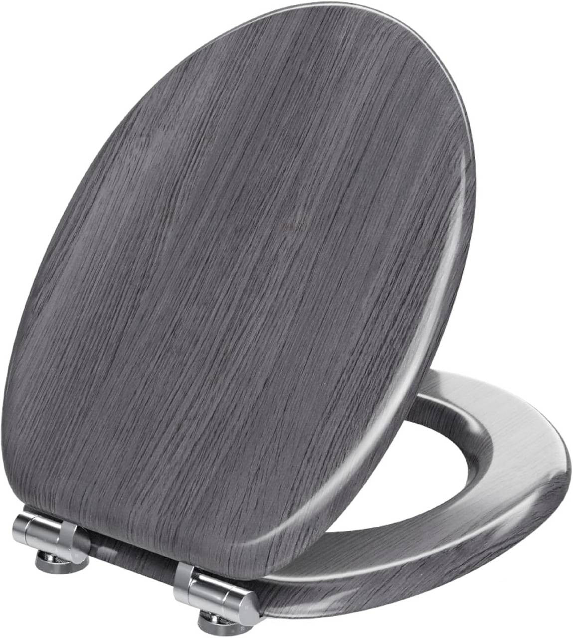 24goodz Soft-Close Toilet Seat - Durable MDF Construction - Easy Installation - MDF - For Standard Toilets - Grey Wood Pattern