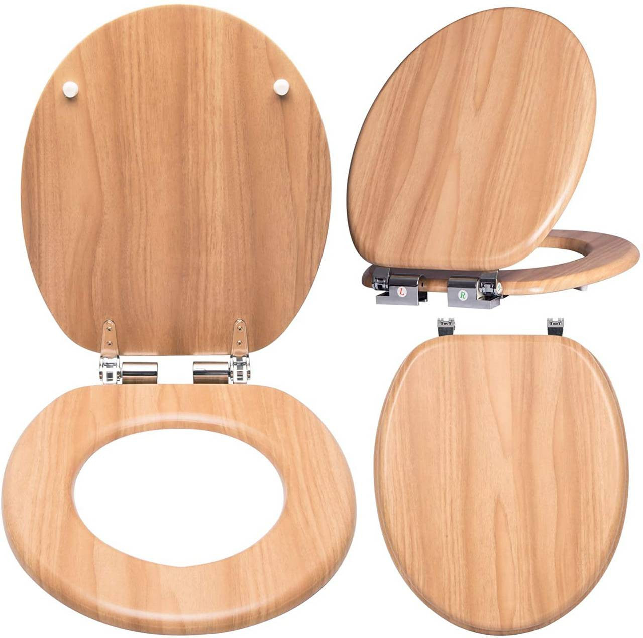24goodz Soft-Close Toilet Seat - Quiet Closure Mechanism - Antibacterial and Water-Resistant - MDF - Universal Fit - Oval Shape