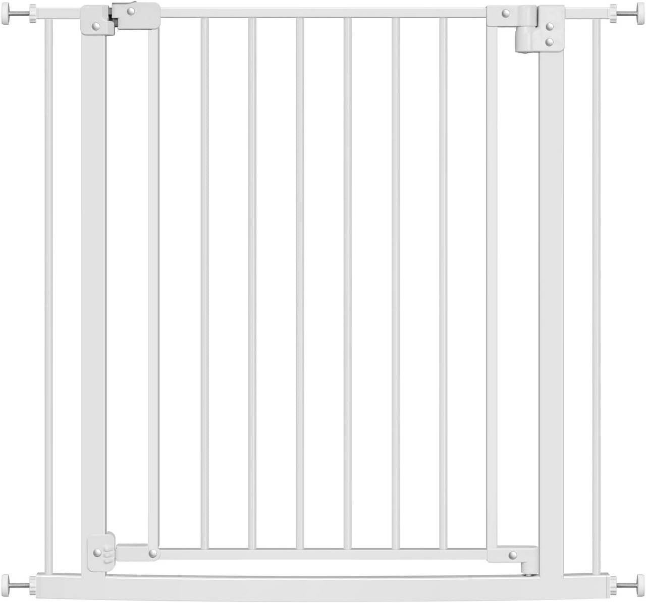 24goodz Adjustable Safety Gate - Dual Safety Mechanism - Durable Metal Frame - For Children and Pets - White
