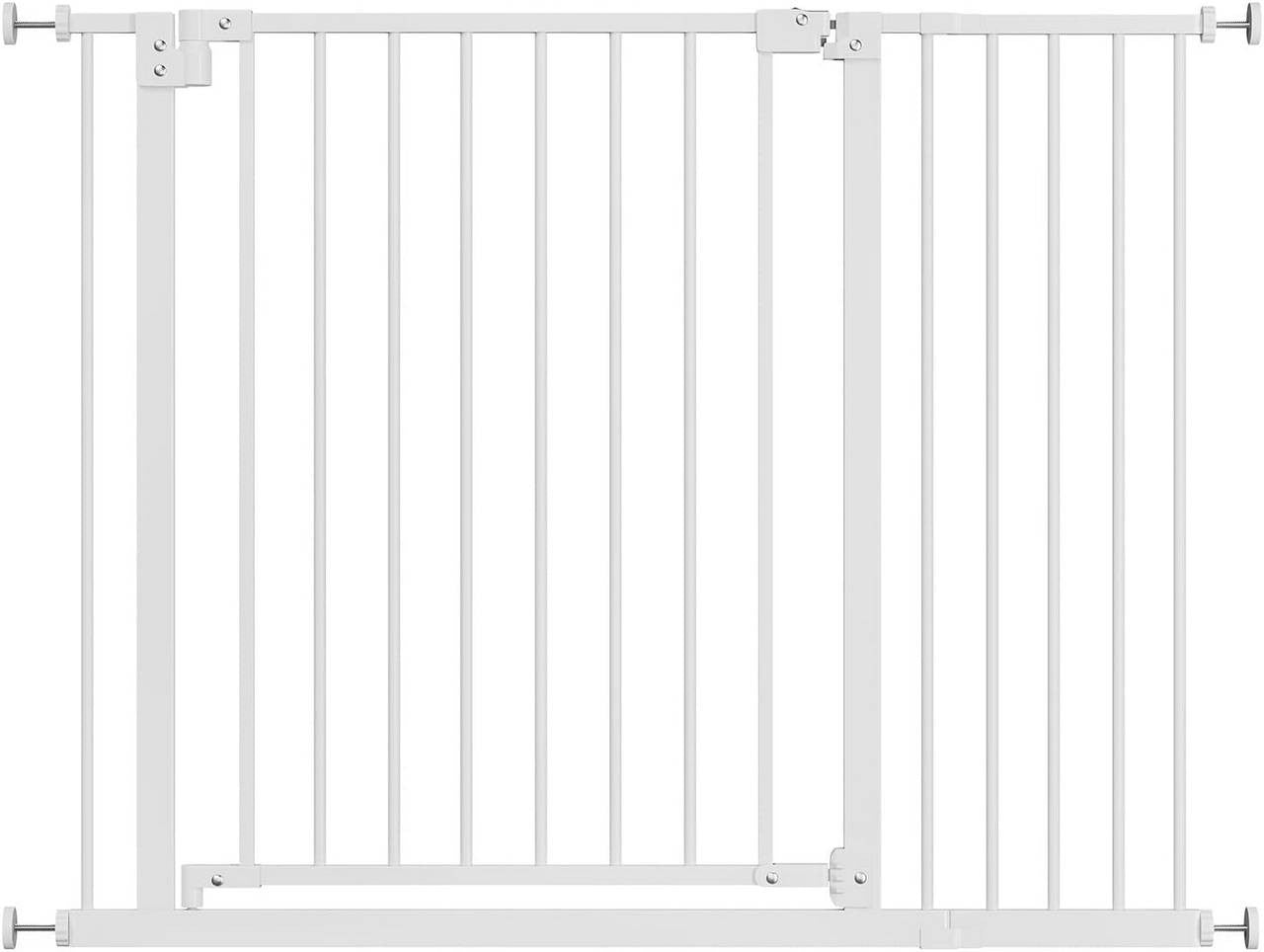24goodz Safety Gate - Double Locking Mechanism - Self-Closing - Metal + Plastic - For Children 6-24 Months - White