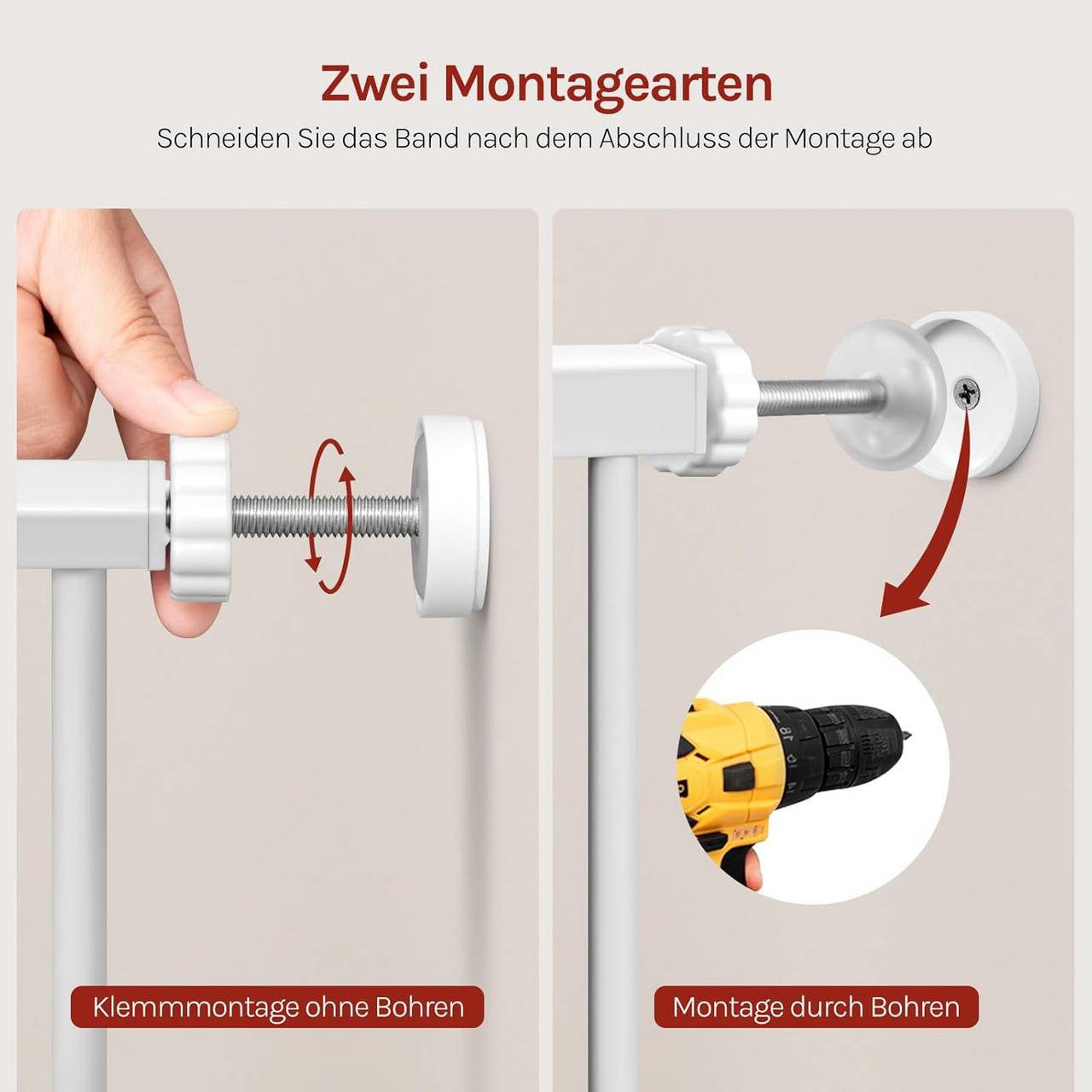 24goodz Safety Gate - Double Locking Mechanism - Self-Closing - Metal + Plastic - For Children 6-24 Months - White