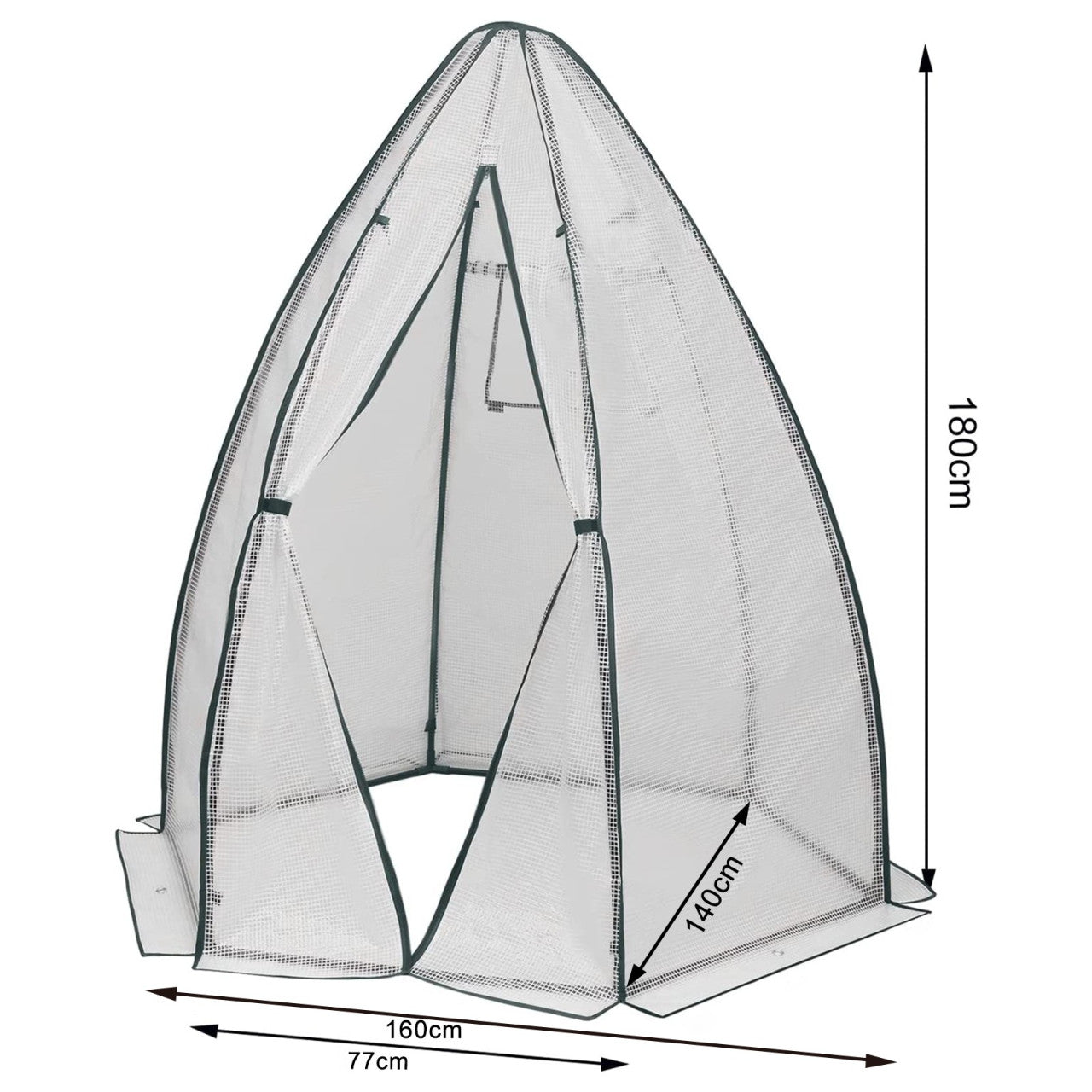 24goodz Greenhouse - Comprehensive Protection - Robust and Durable - PE Fabric - For Garden Enthusiasts - White/Green 160x180cm - ws