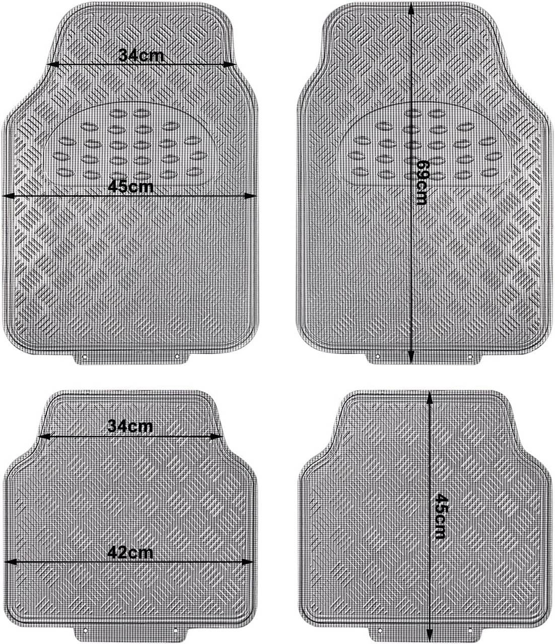 24goodz Universal Car Floor Mats - Trendy Aluminium Design - Optimal Dirt Protection - PVC - For All Seasons - Red