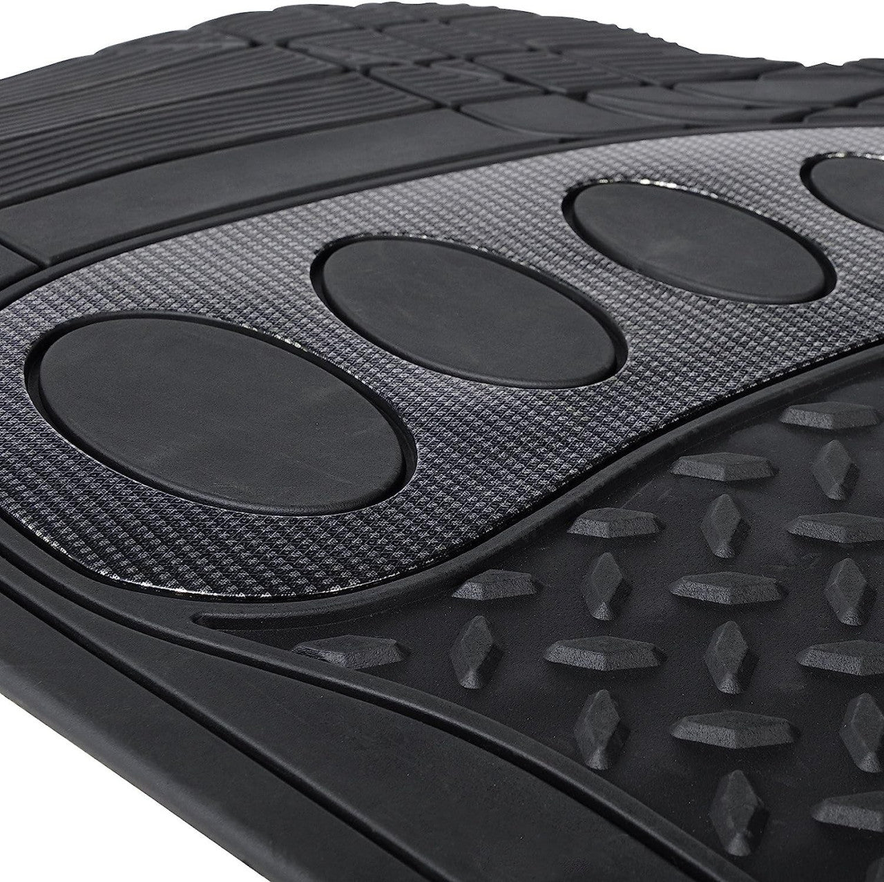 24goodz Universal Rubber Floor Mats - Durable and Waterproof - Rubber - For All Cars - Black - sz