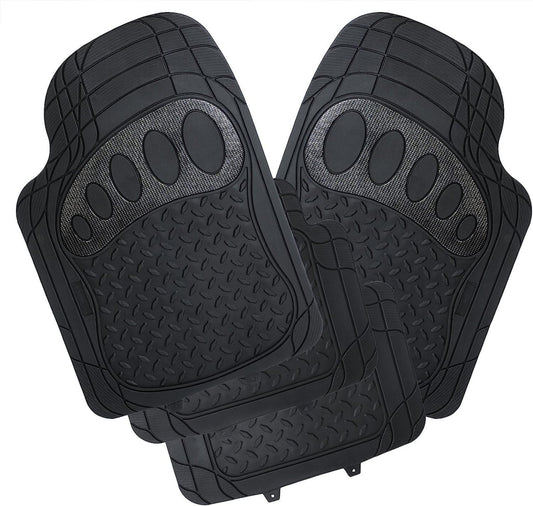 24goodz Universal Rubber Floor Mats - Durable and Waterproof - Rubber - For All Cars - Black - sz