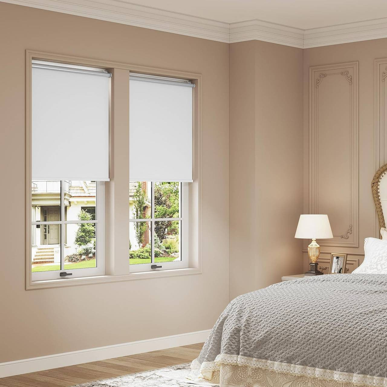 24goodz Blackout Roller Blind - Wireless and Safe Design - 200 g/m² Polyester - For Home and Office - White 50x150cm
