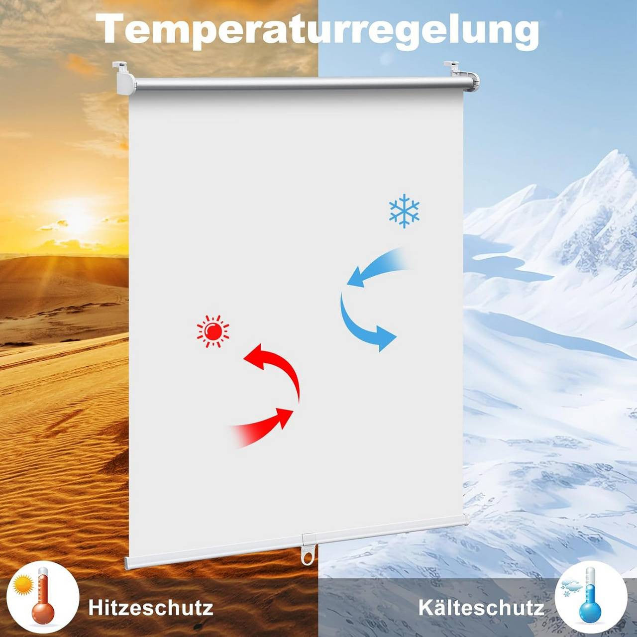 24goodz Blackout Roller Blind - Wireless Design - Thermal Insulation - 200 g/m² Polyester - White - 60 x 150 cm