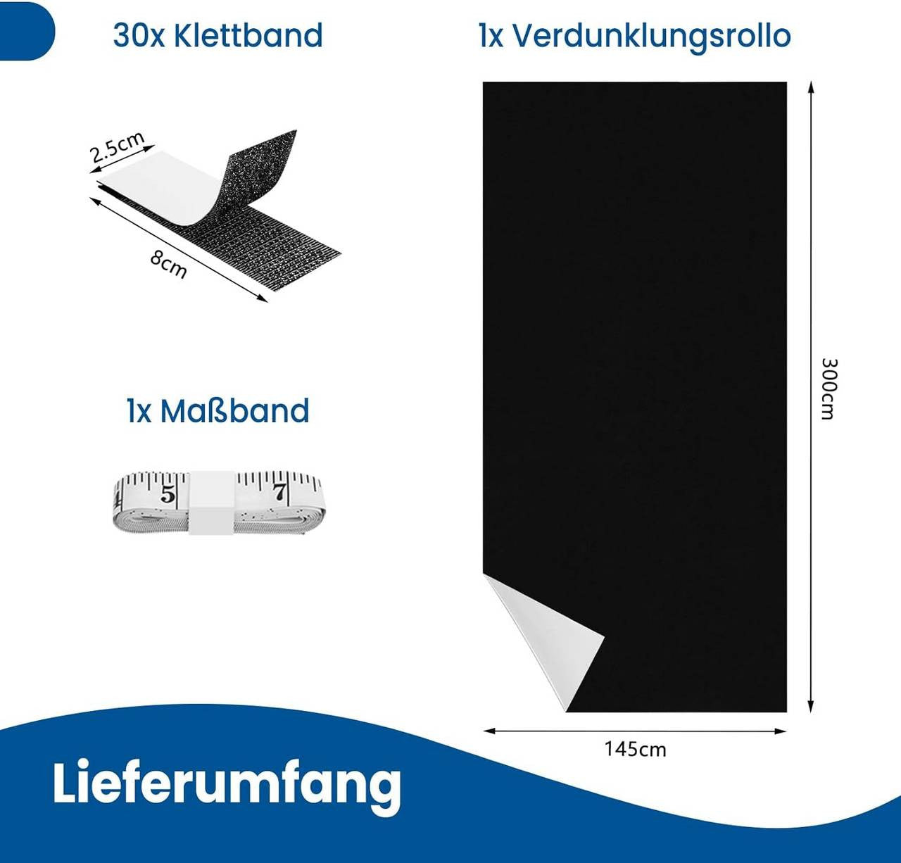 24goodz Blackout Curtain without Drilling - Easy Installation - 100% Polyester - For Everyone - 300x145 cm - Black