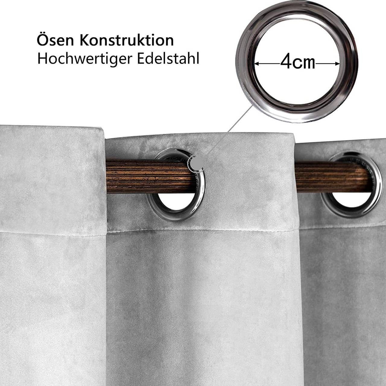24goodz Blackout Curtain with Eyelets - Elegant and Insulating - 100% Polyester - Light Grey - 140x245 cm - hgr