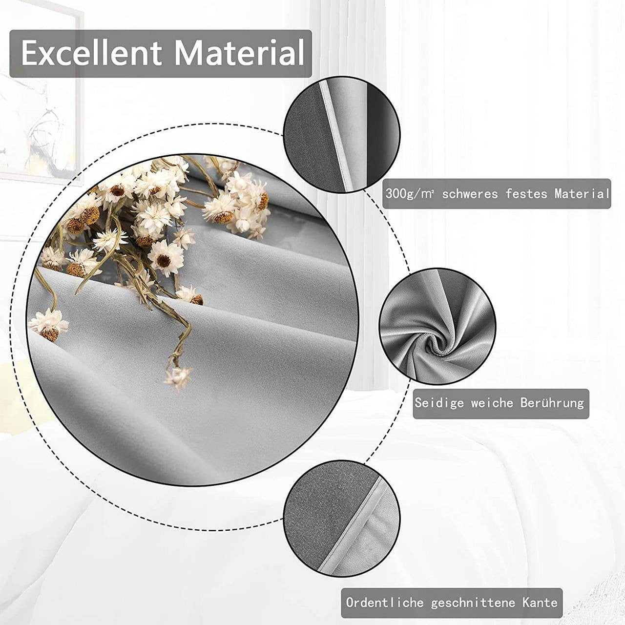 24goodz Blackout Curtain with Eyelets - Elegant and Insulating - 100% Polyester - Light Grey - 140x245 cm - hgr