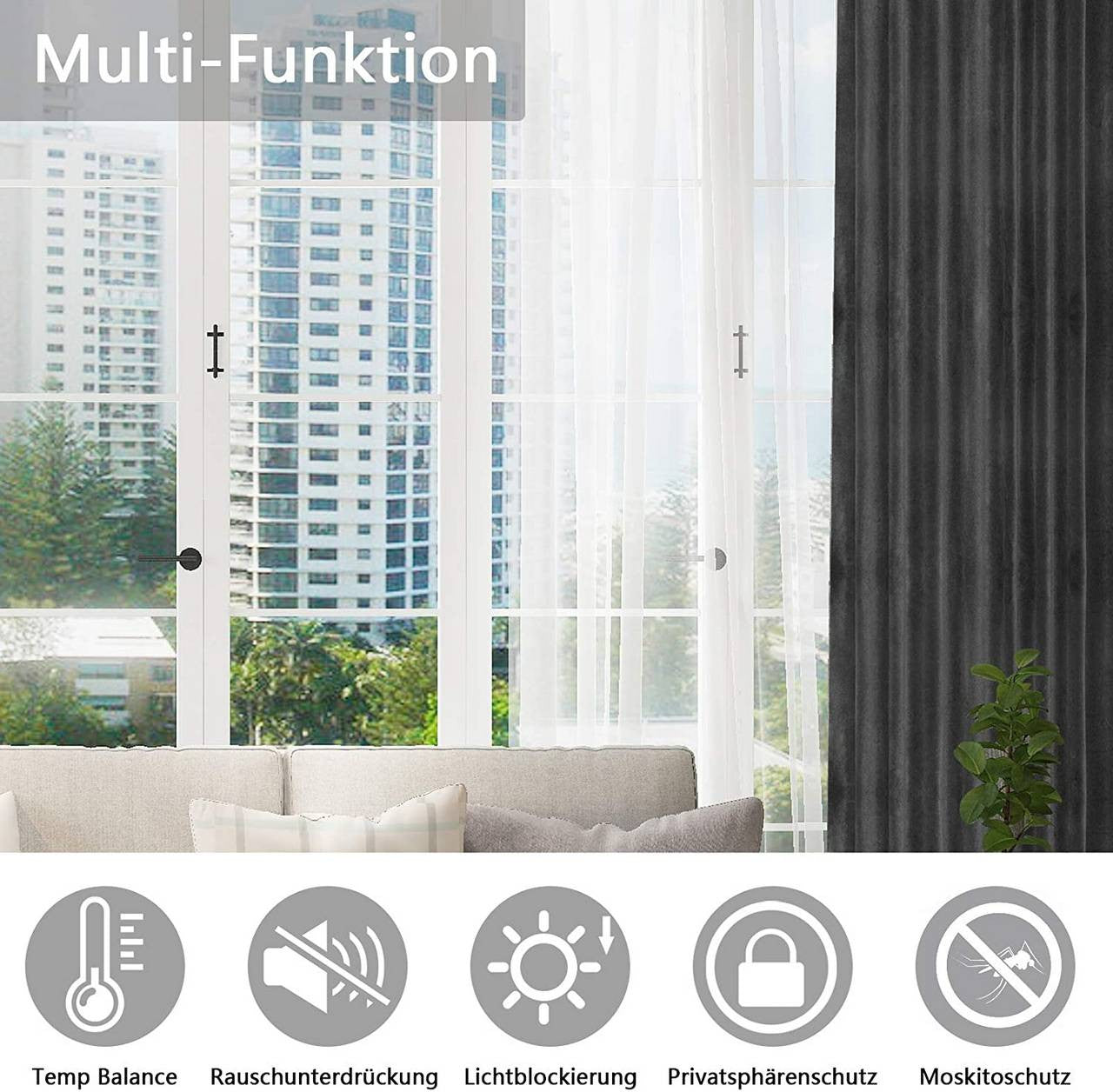 24goodz Blackout Curtain with Eyelets - Elegant and Insulating - 100% Polyester - Light Grey - 140x245 cm - hgr