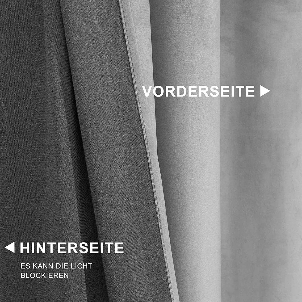 24goodz Velvet Blackout Curtain with Ruffles - Elegant Design - Insulating Fabric - 100% Polyester - Grey - 140x245 cm - mgr