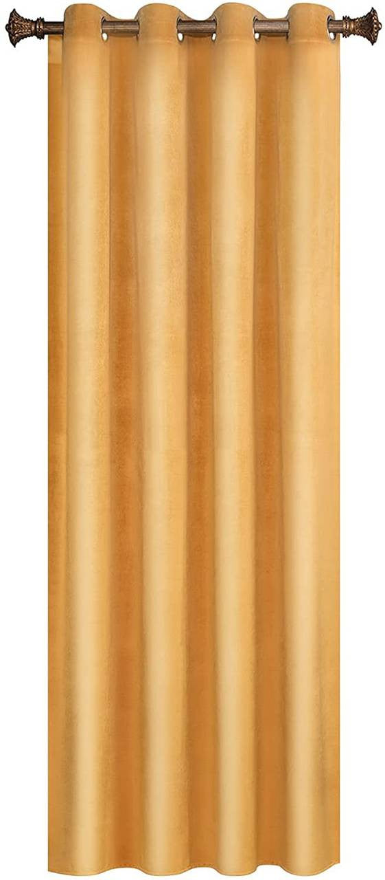 24goodz Velvet Blackout Curtain - High-Quality Insulation - 100% Polyester - For Home Decor - Mustard 140x225 cm - sef