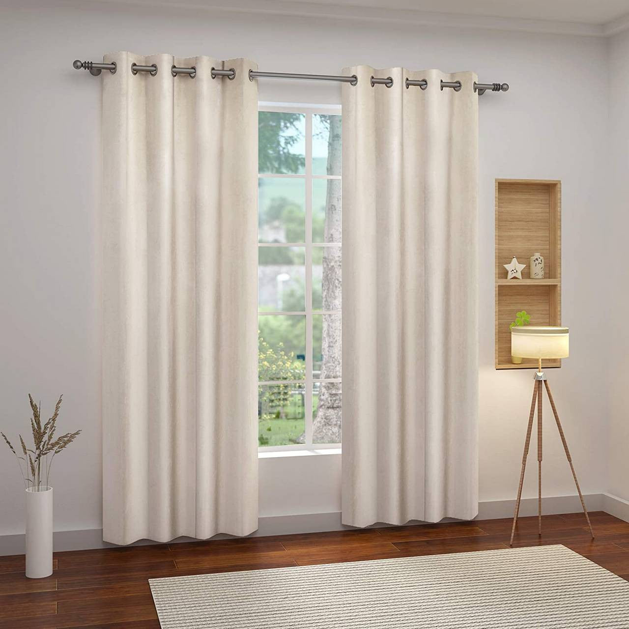 24goodz Velvet Blackout Curtain - High-Quality Fabric - Easy Installation - 100% Polyester - Beige - 140x270 cm - hsd