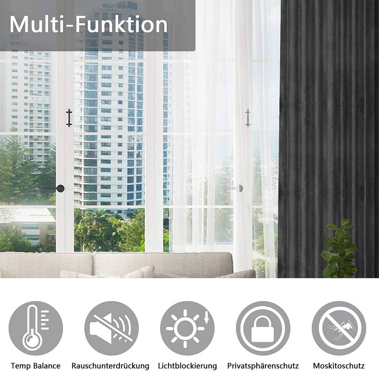 24goodz Velvet Blackout Curtain - High-Quality Insulation - Easy to Install - 100% Polyester - Beige - 140x225 cm - hsd