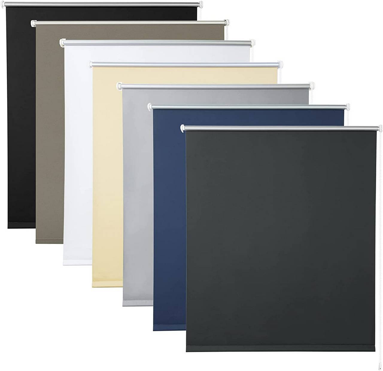 24goodz Blackout Roller Blind - Easy Installation - Thermal Insulation - 100% Polyester - Grey - 105 x 160 cm - an