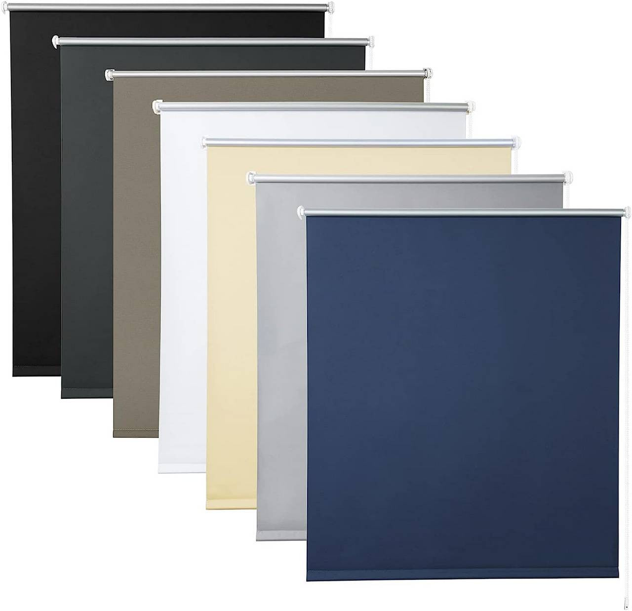 24goodz Blackout Roller Blind - Easy Installation Without Drilling - 100% Polyester - For Any Room - Blue 110x160cm