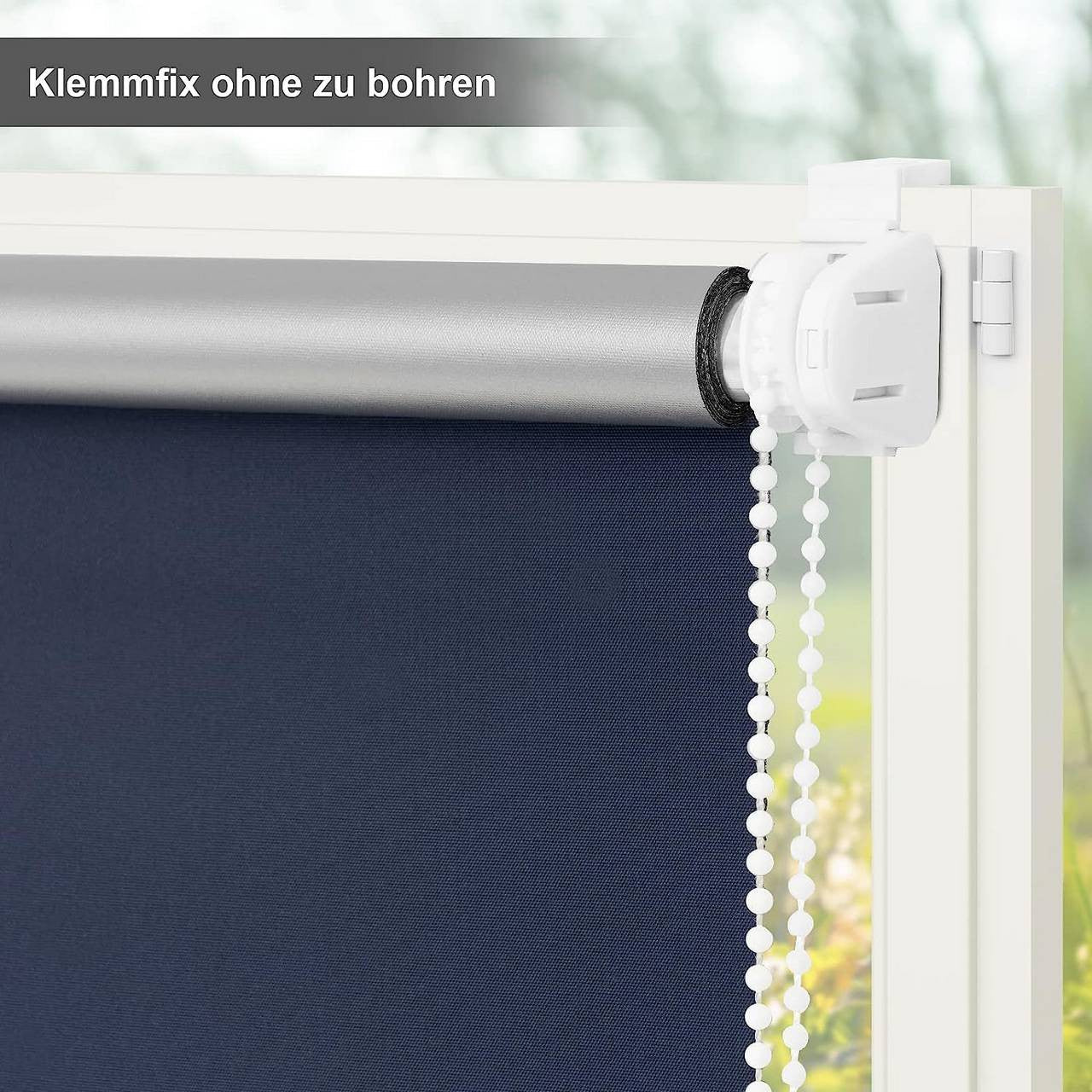 24goodz Thermal Blackout Roller Blind - Easy Installation - 100% Polyester - For All Rooms - Blue 70x160cm
