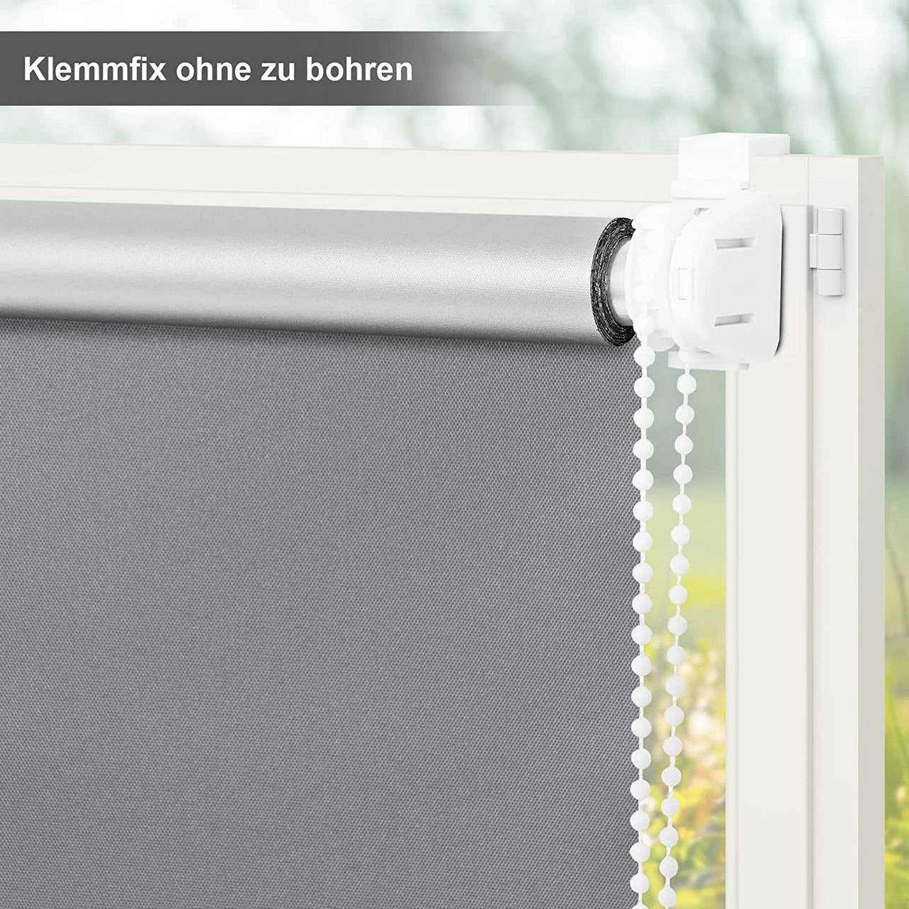24goodz Blackout Roller Blind - Thermal Insulation - Easy to Install - 100% Polyester - Grey - 70 x 160 cm
