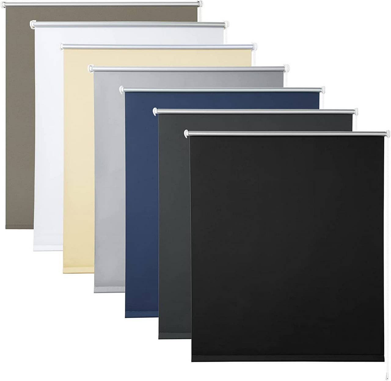 24goodz Black Blackout Roller Blind - Thermal Insulation - Easy to Install - 100% Polyester - For Every Room - 100 x 160 cm - sz