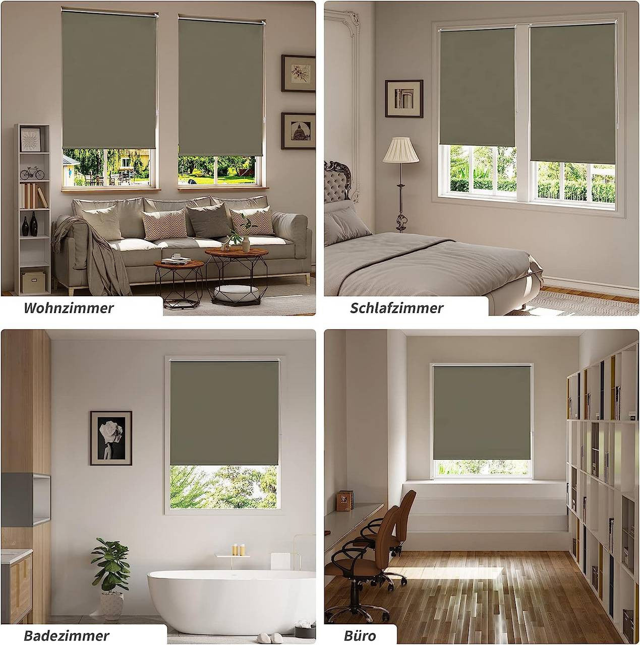 24goodz Thermal Blackout Roller Blind - Easy Installation - 100% Polyester - For Every Room - Taupe 80x160 cm