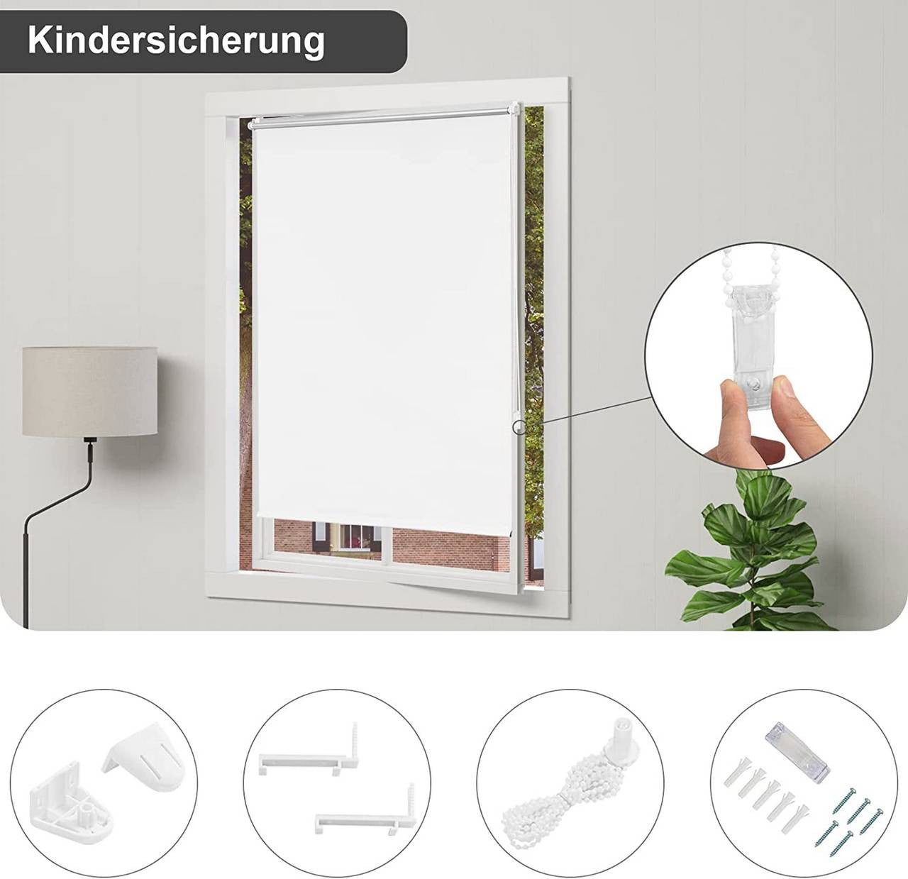 24goodz Blackout Roller Blind - Easy Installation - Thermal Insulation - 100% Polyester - White - 70x150 cm