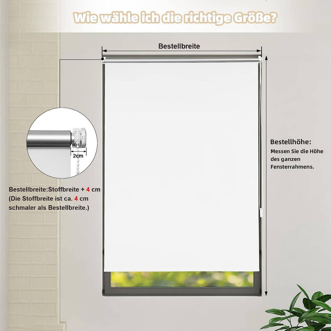 24goodz Blackout Roller Blind - Easy Installation - Thermal Insulation - 100% Polyester - For Every Room - White 95x150cm