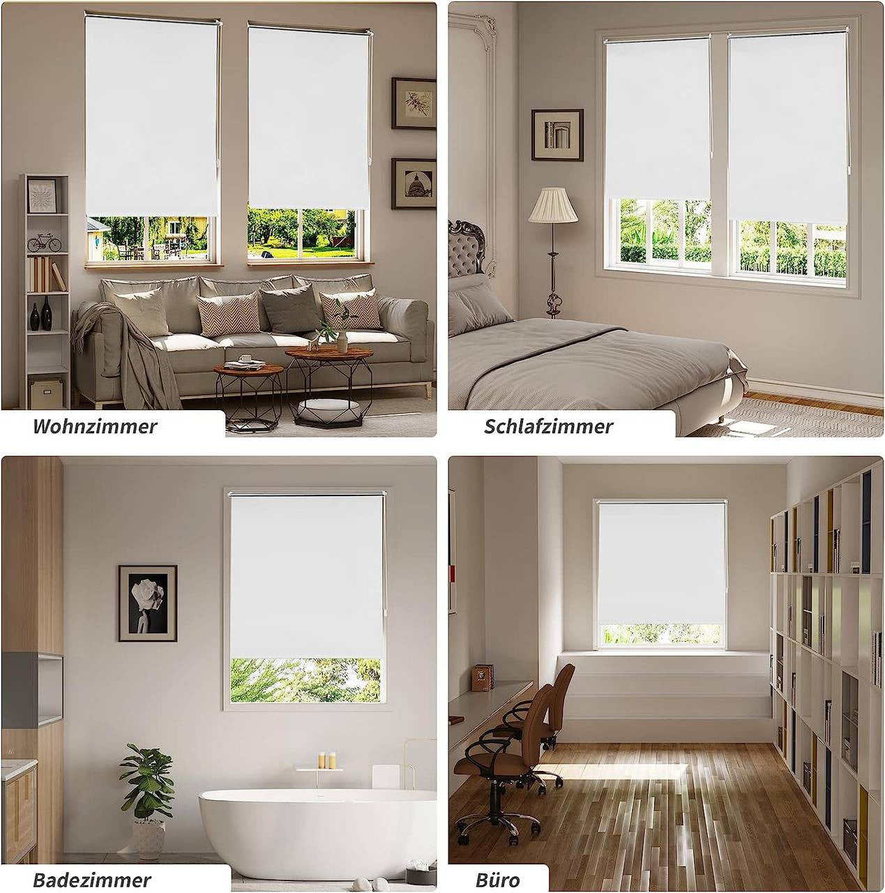 24goodz Blackout Roller Blind - Thermal Insulation - Easy to Install - 100% Polyester - For Any Room - White 100x160cm - ws