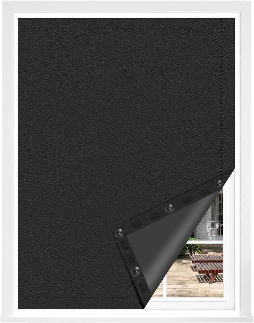 24goodz Blackout Roller Blind - No Drilling Required - Adjustable Size - 100% Polyester - For Any Smooth Glass Surface - Black 130 x 100 cm