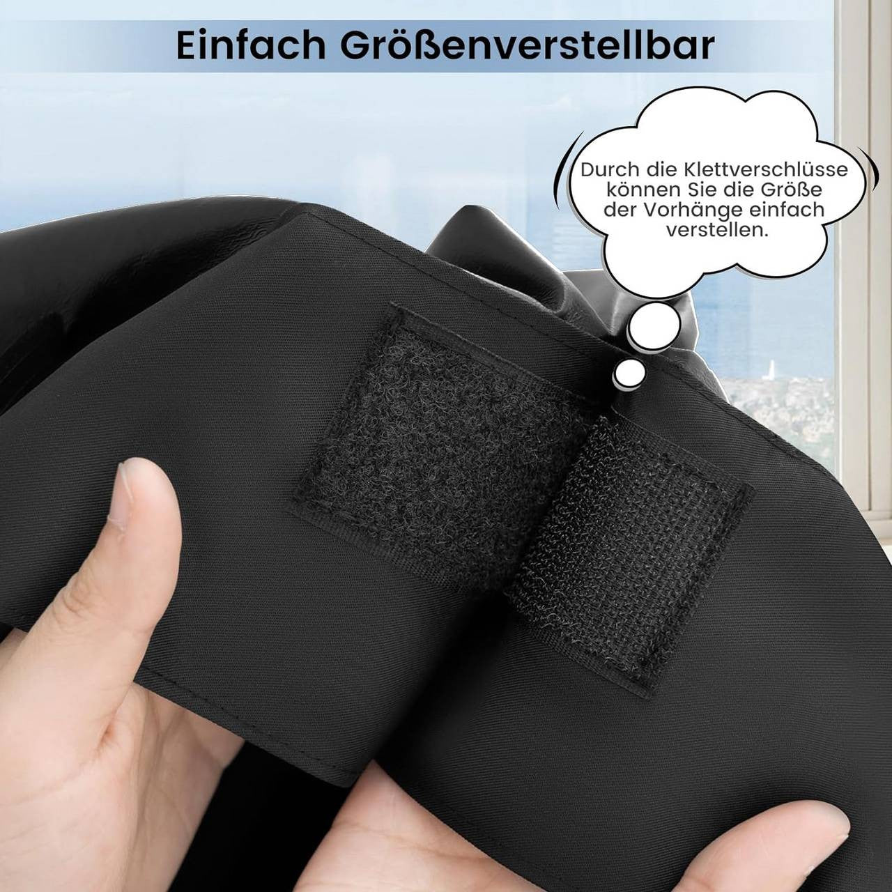 24goodz Blackout Roller Blind - Easy Installation Without Drilling - 100% Polyester - For All Window Types - Black 130 x 200 cm
