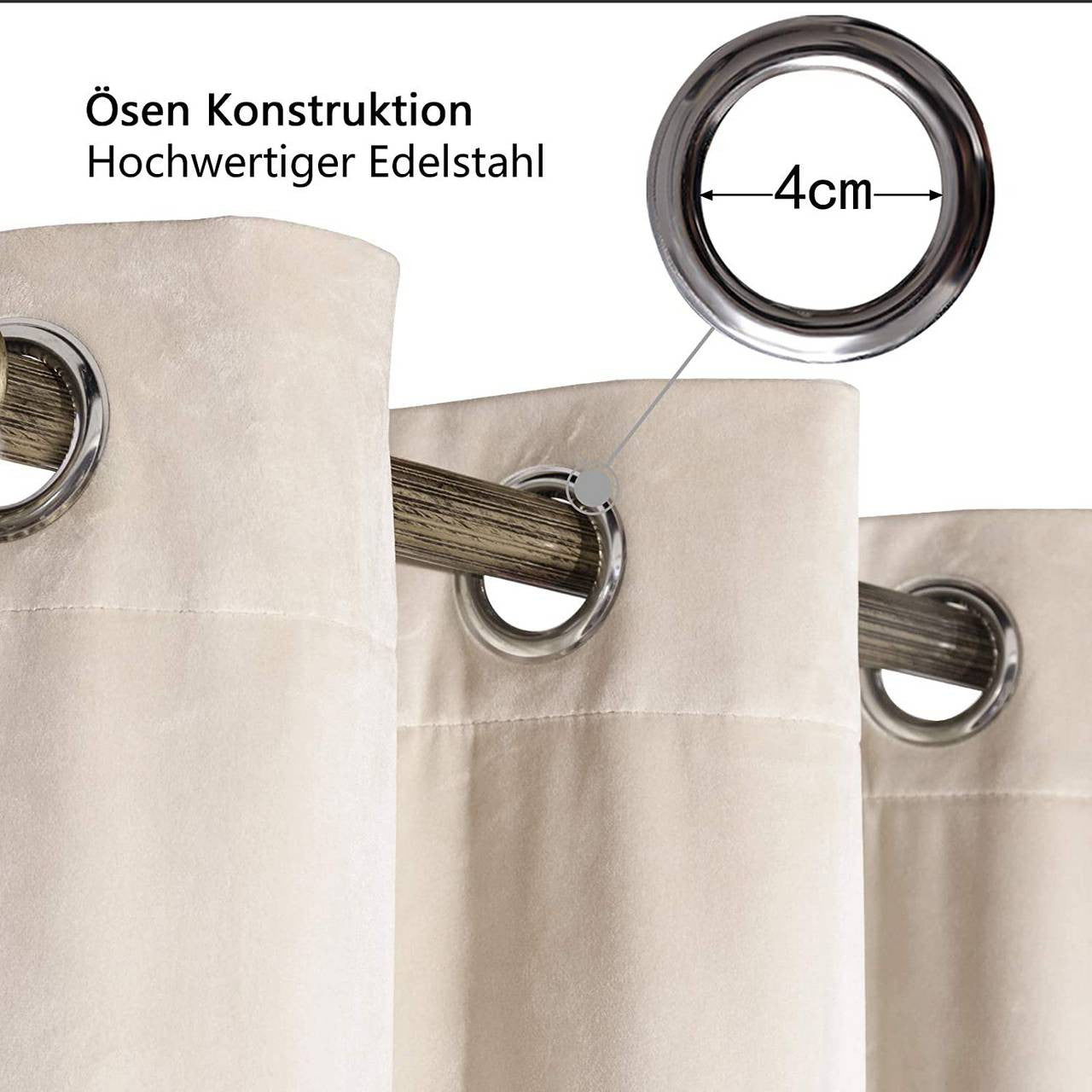 24goodz Blackout Curtains with Eyelets - Energy Saving & Sound Absorbing - 100% Polyester - For Home & Living - Beige 140x225 cm - hsd