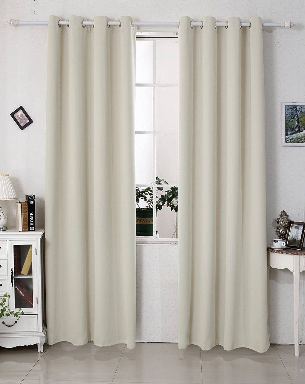 24goodz Thermal Curtain with Eyelets - Energy Saving & Sound Absorbing - 100% Polyester - Beige - 135x225 cm