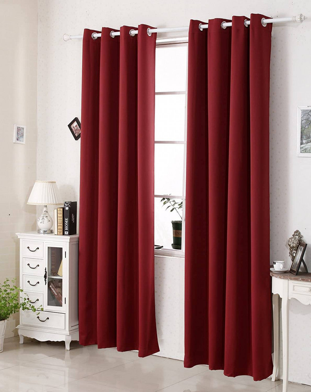 24goodz Thermal Curtain with Eyelets - High Light Blocking - 100% Polyester - For Home & Office - Bordeaux 135x245 cm - bd