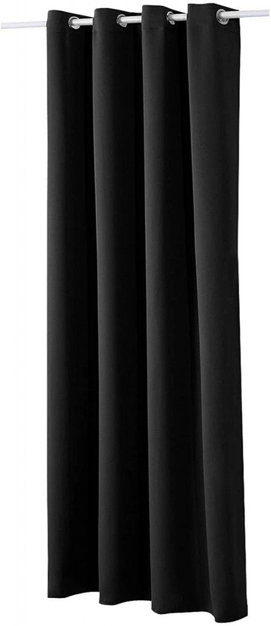 24goodz Black Thermal Curtain with Eyelets - Energy Saving & Sound Absorbing - 100% Polyester - For Home & Office - 135x225 cm - sz