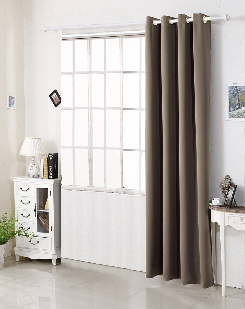 24goodz Thermal Curtain with Eyelets - High Durability - Energy Saving - 100% Polyester - Taupe - 135x225 cm